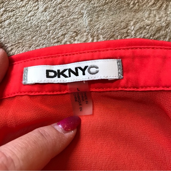 DKNYC orange button down tank sheer section Size L - Picture 4 of 8